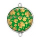 Connecteur Cabochon Argent - trèfle à 4 feuilles