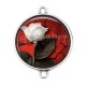 Connecteur Cabochon Argent - rose