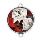 Connecteur Cabochon Argent - rose
