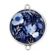 Connecteur Cabochon Argent - fleur bleue