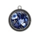 Pendentif Cabochon Argent - fleur bleue