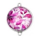 Connecteur Cabochon Argent - fleur et feuille