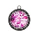 Pendentif Cabochon Argent - fleur et feuille