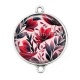 Connecteur Cabochon Argent - fleur et feuille
