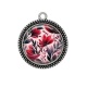 Pendentif Cabochon Argent - fleur et feuille