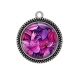 Pendentif Cabochon Argent - fleur et feuille
