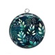 Pendentif Cabochon Argent - feuille
