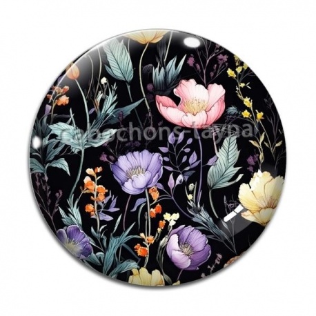 Cabochon Verre - fleur