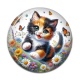 Cabochon Résine - chat fleur