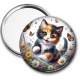 Miroir de poche - chat fleur