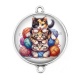 Connecteur Cabochon Argent - chat