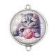Connecteur Cabochon Argent - chaton