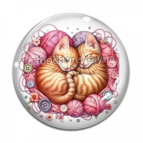 Cabochon Verre - chat pelote