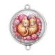 Connecteur Cabochon Argent - chat pelote