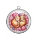 Pendentif Cabochon Argent - chat pelote