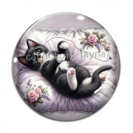 Cabochon Verre - chat