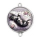 Connecteur Cabochon Argent - chat
