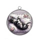 Pendentif Cabochon Argent - chat