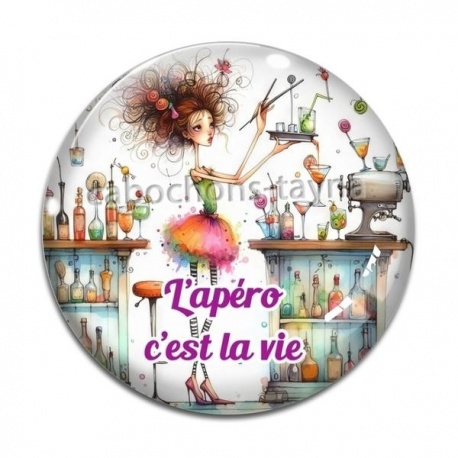 Cabochon Verre - l'apéro c'est la vie