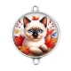 Connecteur Cabochon Argent - chaton