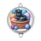Connecteur Cabochon Argent - chat pelote