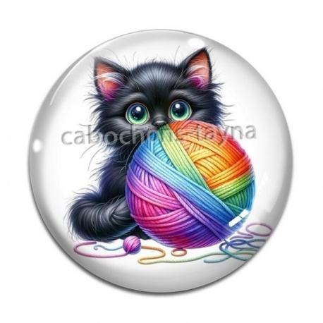 Cabochon Verre - chat