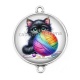 Connecteur Cabochon Argent - chat