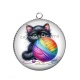Pendentif Cabochon Argent - chat