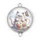 Connecteur Cabochon Argent - chaton