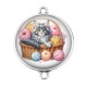 Connecteur Cabochon Argent - chat