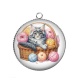 Pendentif Cabochon Argent - chat