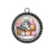 Pendentif Cabochon Argent - chat