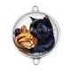 Connecteur Cabochon Argent - chat