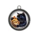 Pendentif Cabochon Argent - chat