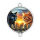 Connecteur Cabochon Argent - chat