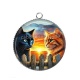 Pendentif Cabochon Argent - chat
