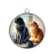 Pendentif Cabochon Argent - chat