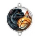 Connecteur Cabochon Argent - chat