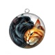 Pendentif Cabochon Argent - chat