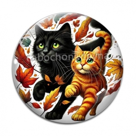 Cabochon Verre - chat