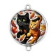 Connecteur Cabochon Argent - chat