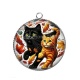 Pendentif Cabochon Argent - chat