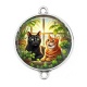 Connecteur Cabochon Argent - chat