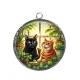Pendentif Cabochon Argent - chat