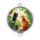 Connecteur Cabochon Argent - chat
