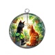 Pendentif Cabochon Argent - chat