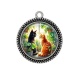 Pendentif Cabochon Argent - chat