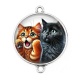 Connecteur Cabochon Argent - chat