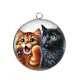 Pendentif Cabochon Argent - chat