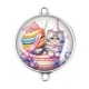 Connecteur Cabochon Argent - chaton